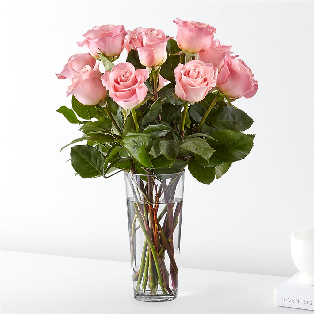 Long Stem Pink Rose Bouquet – Gcg Flowers, Cary NC
