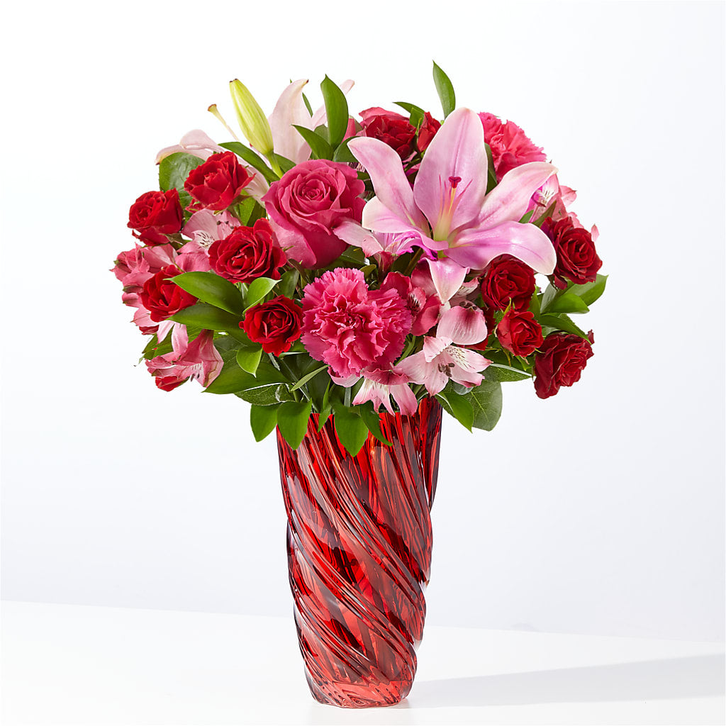 In Love Bouquet with Luxe Swirl Vase – Gcg Flowers, Cary NC