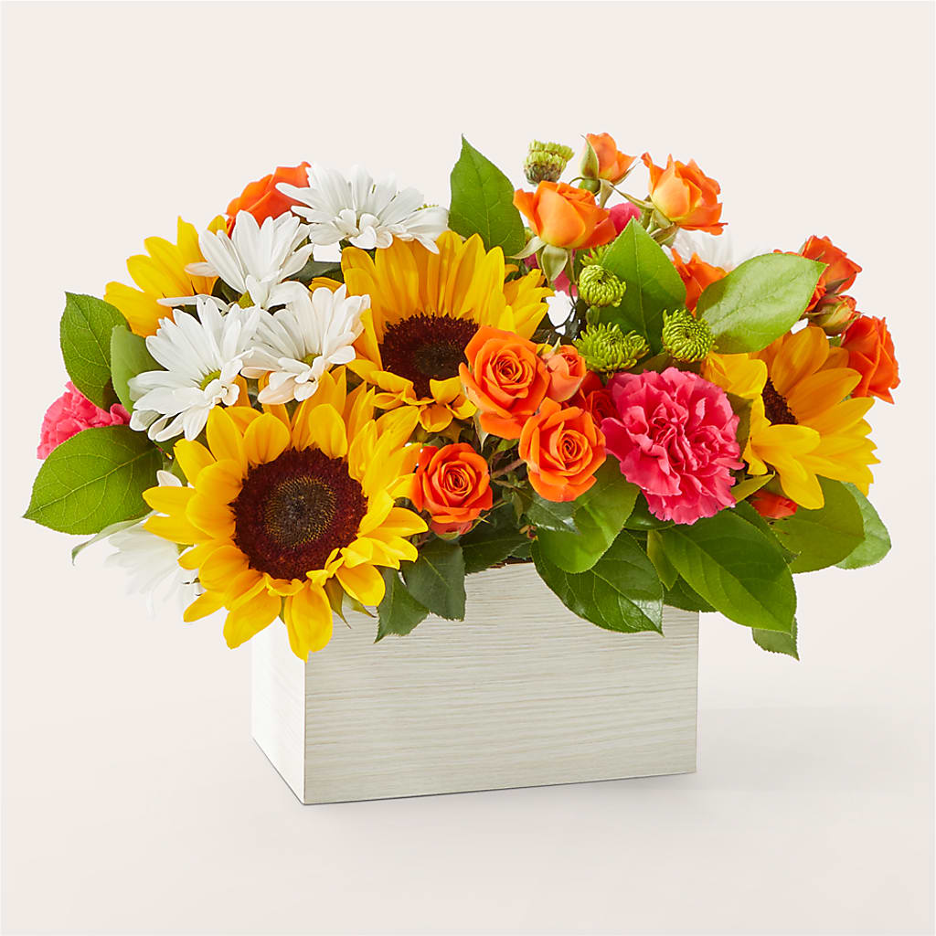 Sun-drenched Blooms Box Bouquet – Gcg Flowers, Cary NC
