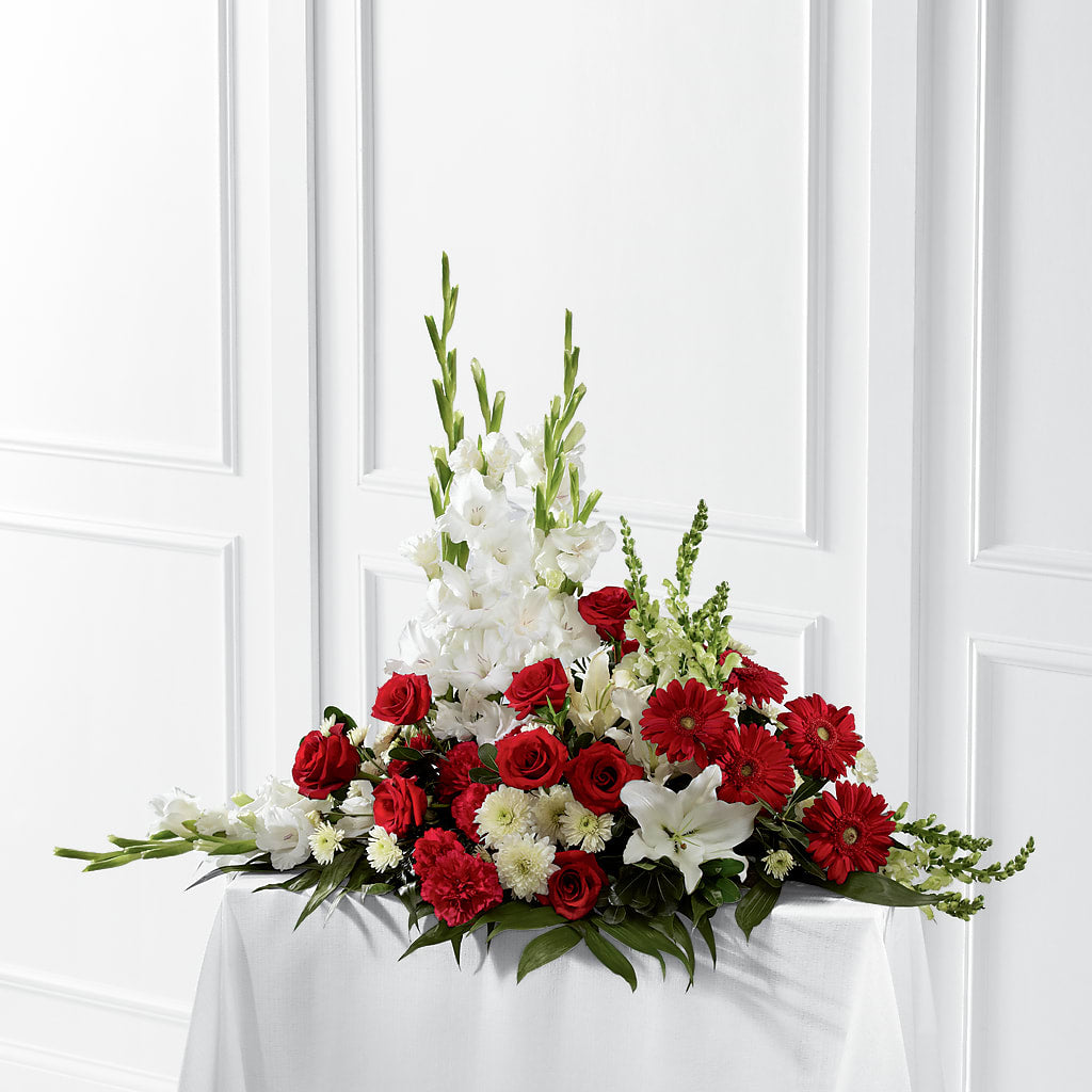 Crimson & White Arrangement – Gcg Flowers, Cary NC