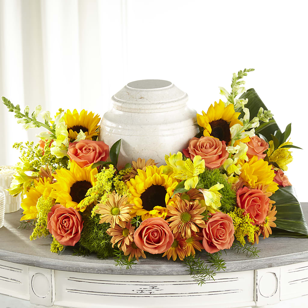 Faithful Sunflower Cremation Adornment – Gcg Flowers, Cary NC