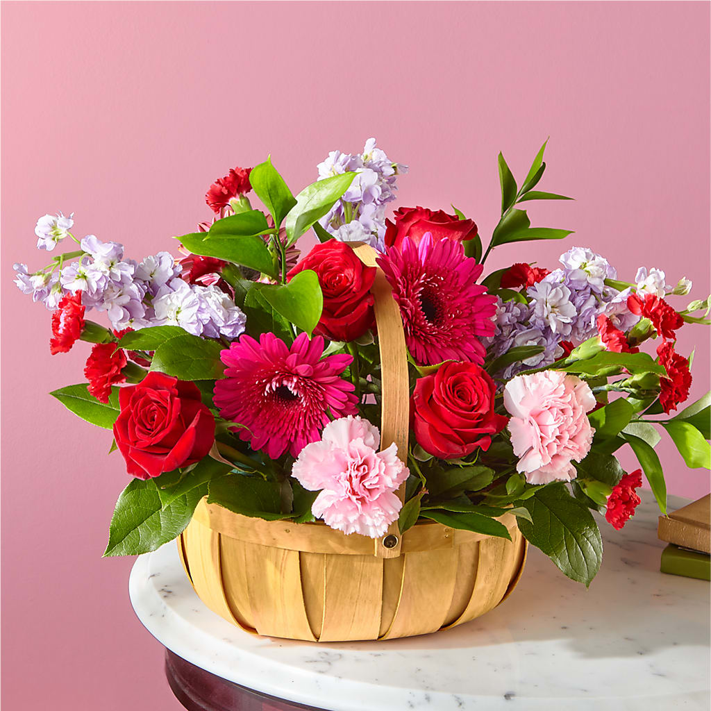 Pink Picnic Basket – Gcg Flowers, Cary NC