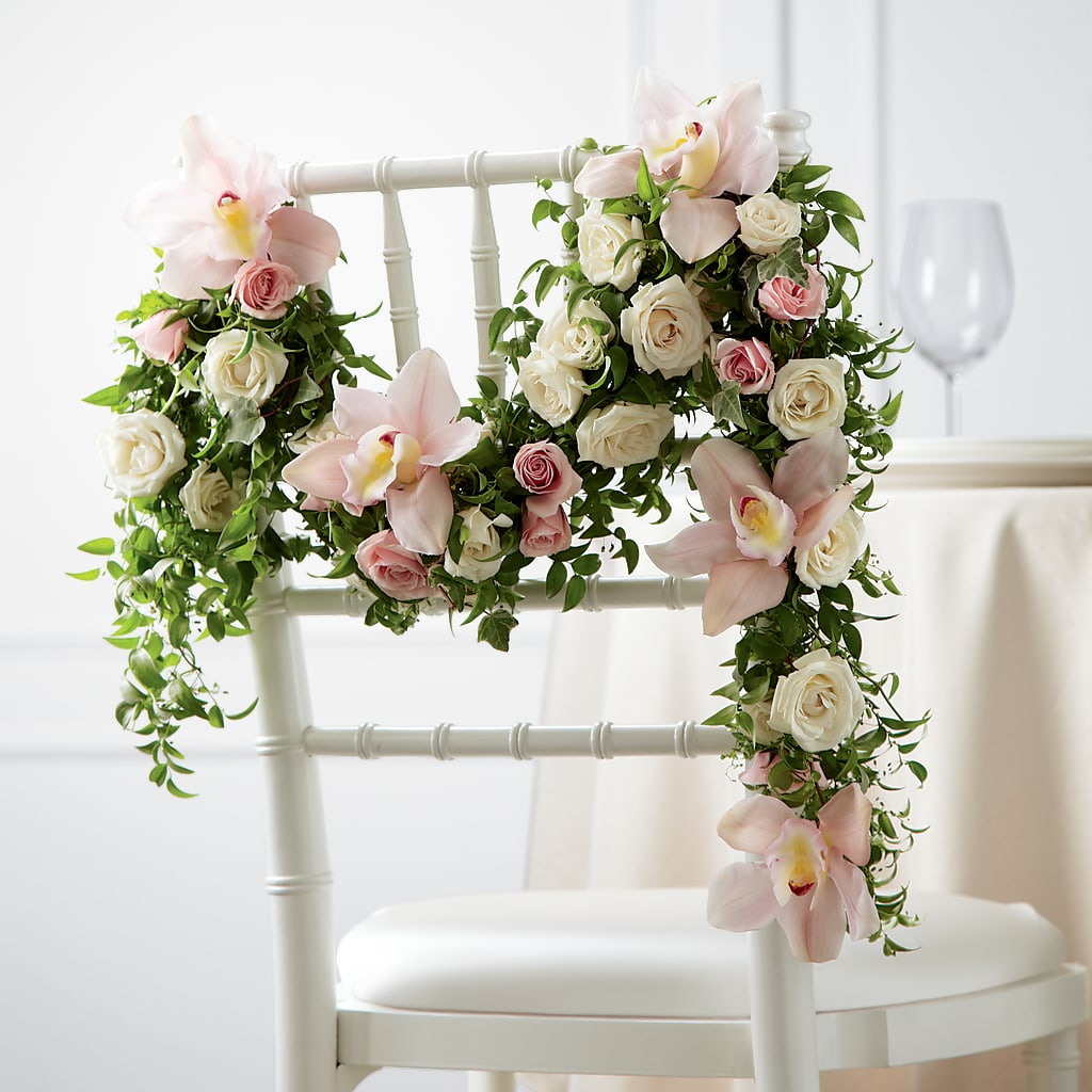 Orchid Rose Chair Décor – Gcg Flowers, Cary NC