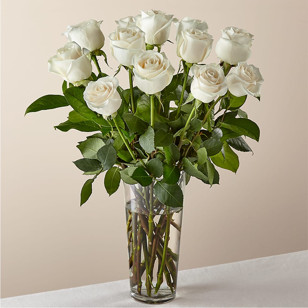 Long Stem White Rose Bouquet –  Gcg Flowers, Cary NC