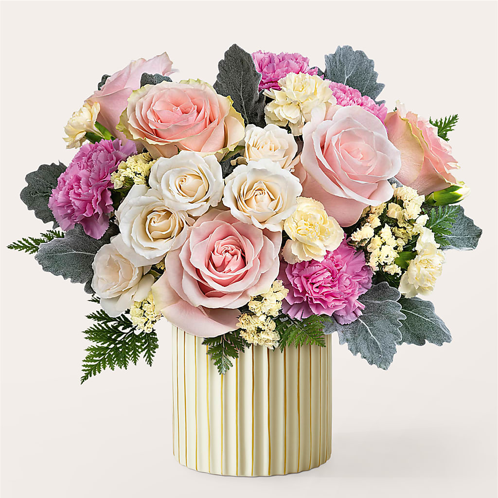 Blissful Moments Bouquet with Ivory Vase –  Gcg Flowers, Cary NC