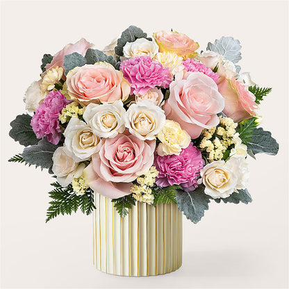 Blissful Moments Bouquet with Ivory Vase –  Gcg Flowers, Cary NC