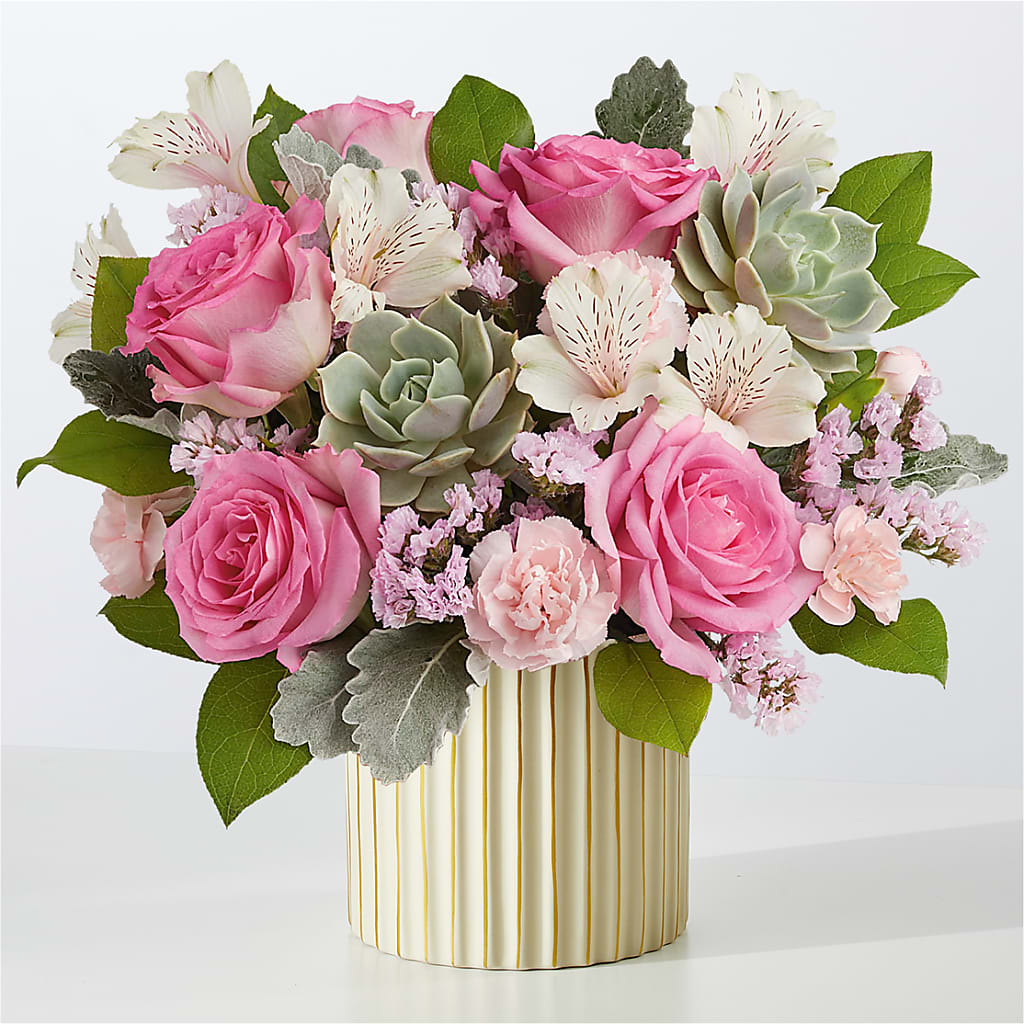 Dusty Rose Bouquet with Ivory Vase –  Gcg Flowers, Cary NC