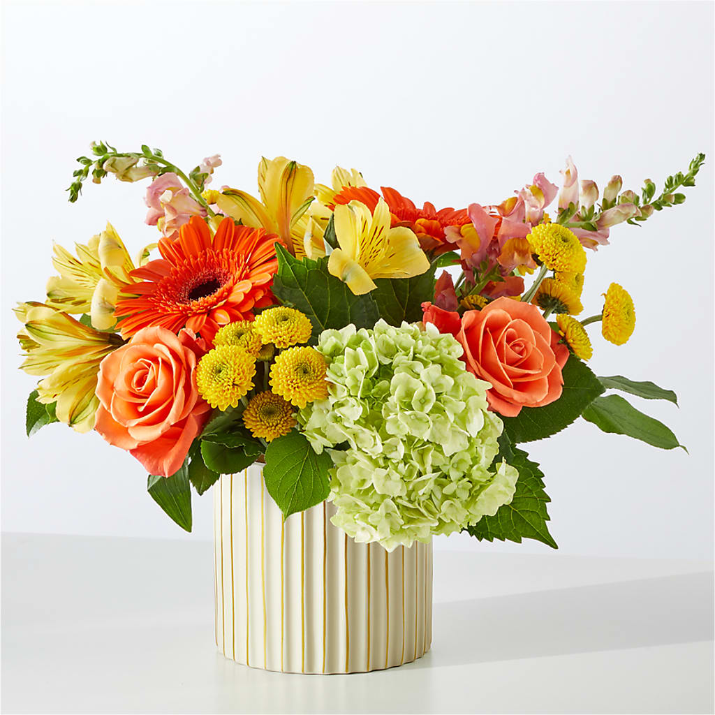 Autumn Sunshine Bouquet with Ivory Vase –  Gcg Flowers, Cary NC
