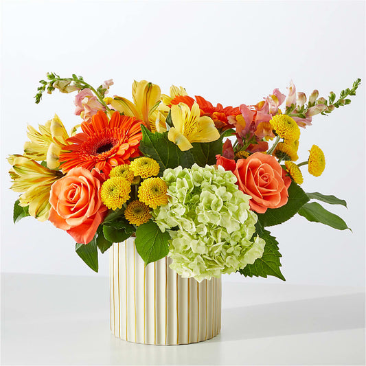 Autumn Sunshine Bouquet with Ivory Vase –  Gcg Flowers, Cary NC