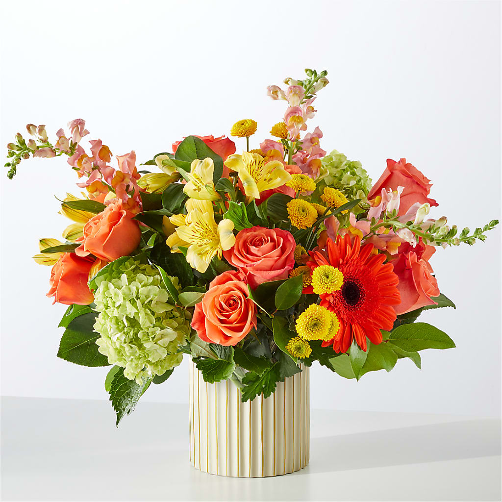 Autumn Sunshine Bouquet with Ivory Vase –  Gcg Flowers, Cary NC