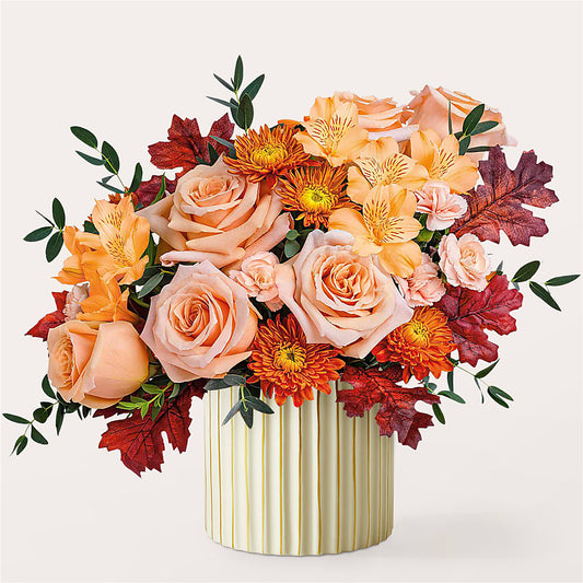 Spiced Latte Bouquet with Ivory Vase –  Gcg Flowers, Cary NC