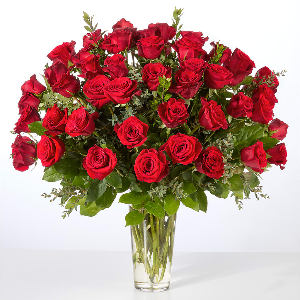 Forever Yours Fifty Stem Red Rose Bouquet –  Gcg Flowers, Cary NC